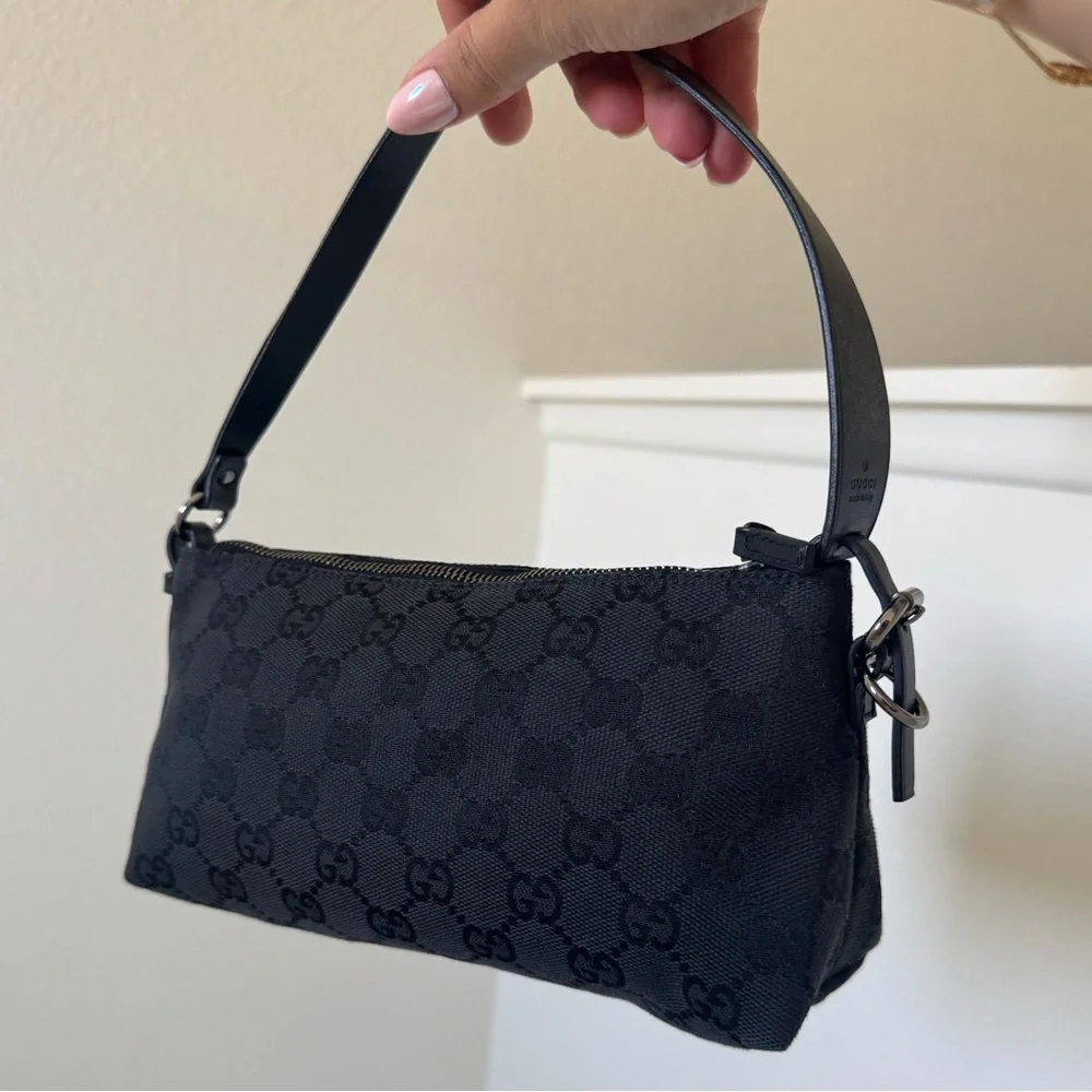 Vintage Gucci GG Canvas Boat Pochette Mini Handbag - Picture 1 of 11